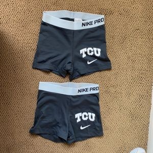 Dark gray TCU Nike pro shorts